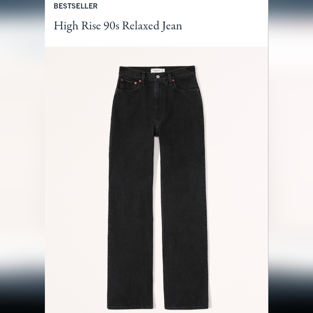 BNWT Abercrombie & Fitch High Rise 90s Relaxed Jeans Black 36/22 Short